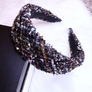 Women Tweed Headband Padded Check Multicolor Hair Wear New Handmade Gift